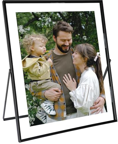 AhaGo Black Floating Frame, 10x12, Portrait, For Picture 9x11, 8.5x11, 8x10, Tabletop Shelf Photo Frames, Classy For Mother's Day, Wedding, or Birthday