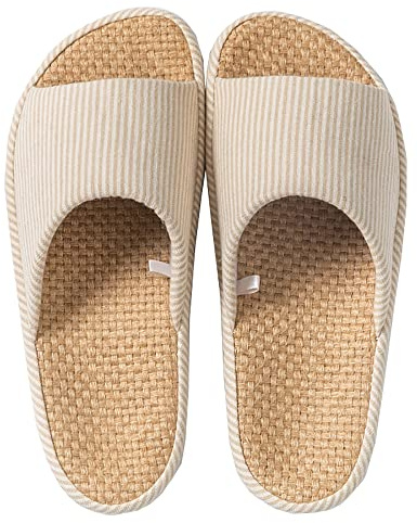 MAGILONA House Slippers for Women Open Toe Tatami Indoor Shoes 8/41,Beige