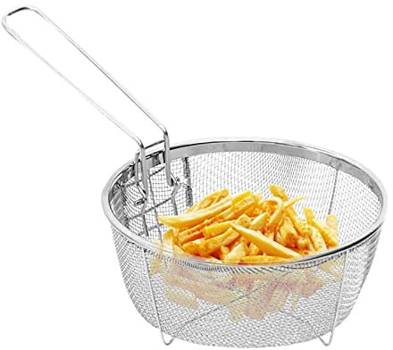 Frying Basket for Pot with Handle, Stainless Steel Frying Baskets, Foldable Frying Baskets, Frying Basket for Pot, Stainless Steel Sieve for Chips, Onion Rings and Chicken Wings, Home Accessories