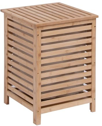 Bamboo Laundry Hamper with Lid for Clothes Storage, Laundry Bin Laundry Basket Storage Unit for Laundry Room, Large Size, Natural Color
