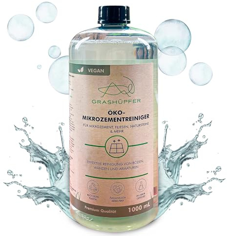 GRASHÜPFER® Eco mikrocement Cleaner – 1 000 ml koncentrat Tropisk fruktdoft – ekologiskt rengöringsmedel för mikrocementgolv kan spädas upp till 1:100 – högkoncentrerat och naturligt starkt