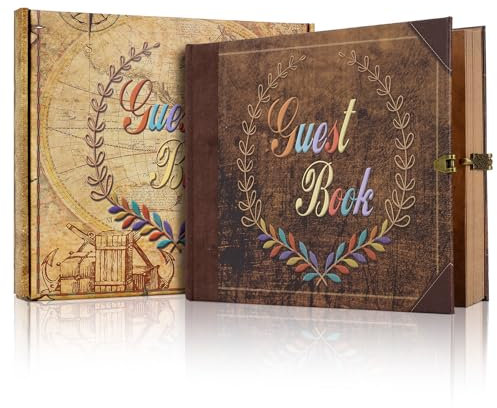 Gästebuch Hochzeit -124 Seiten Vintage Hardcover Gästebuch, DIY kreative Gedächtnis Scrapbook Fotoalbum, Gast Sign in Buch für Beerdigung Hochzeit, Taufe, Baby Dusche oder Geburtstag