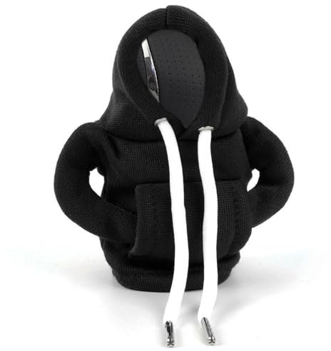 1 Pieza Shift Knob Hoodie,Sudadera Palanca Cambios,Pomo para Palanca de Cambios,Cubierta para Palanca de Cambioscubierta con Capucha,Funda Cubierta Palanca Cambios,Sudadera Marchas Coche-Negro