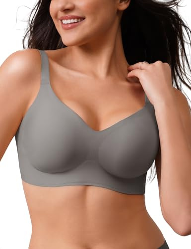 Closemate Bygellös BH push-up BH dam med V-ringning komfort brassiere sömlös stretch bralette brun beige