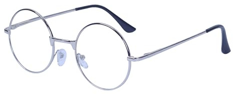 JoXiGo Occhiali da Lettura Donna Uomo +3.0(Argento) Rotondi Vintage Montatura Metallo + Cinturino per Occhiali