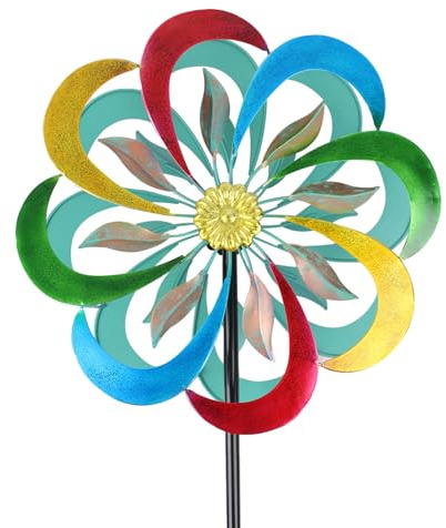 Viveta Kinetic Wind Spinners, Multicolor Double Wind Sculpture,13.8 * 59 Inch Outdoor Metal Windmills for Yard Garden