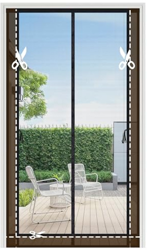 Sekey Mosquitera Puerta Magnética Recortable - Correas con Hebillas Cosidas Doble Lado| Sin Perforar| 4cm Velcro Arriba, Insecto Protección para Balcón/Terraza/Habitación, 130x220cm, Negro