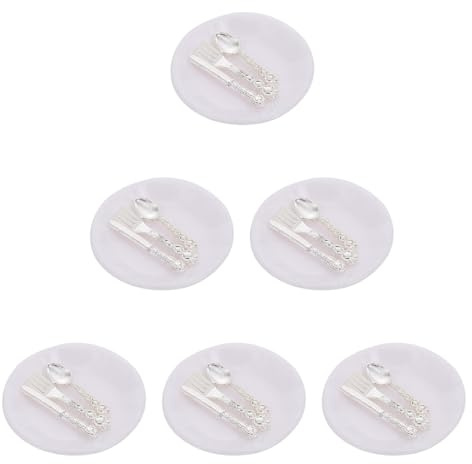 Hohopeti 6 Juegos de Cubiertos en Miniatura para Casa de Muñecas, Tenedores y Cucharas Decorativos, Kit de Vajilla en Miniatura, Accesorios para Bricolaje y Decoración Infantil