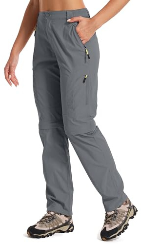Toomett Women Hiking Pants Convertible Lightweight Quick Dry Stretch Outdoor UPF 40 Fishing Safari Travel Gardening Capri Pants, 4409,Grey,10