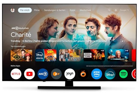 MEDION TV 43 Pouces (108 cm) QLED Television (Smart TV, 4K, Dolby Vision HDR, Prime Video, Disney+, Dolby Atmos, DTS X, Compatible avec Google TV, PVR, Bluetooth, MD 843700)