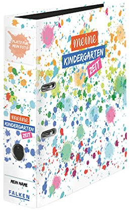 Original Falken Kindergarten-Ordner mit Einstecktasche. Made in Germany. 8 cm breit DIN A4 Motiv Kleckse, Ringordner Aktenordner Briefordner Büroordner Plastikordner