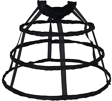 Linghe 3 Creolen Pannier Petticoat aushöhlen Vogelkäfig Rock Hochzeit Braut Rüschen Breiter Bund Krinoline Slip Unterrock Hektik (Schwarz)
