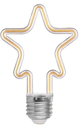 Ros&CO Lampadina decorativa cablata LED neon - lampadina piatta fantasia stella cerchio decorazione forma E27 basso consumo 60 Watts luce bianca calda 2700K