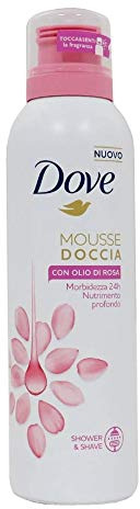 5x Dove Mousse Doccia Con Olio di Rosa Morbidezza e Nutrimento 24h - 5 Flaconi da 200 ml