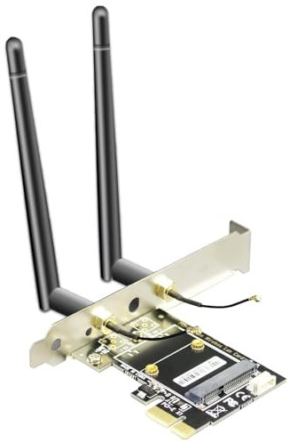 GLOTRENDS WA02 Adattatore WiFi Bluetooth da Mini PCIe a PCIe X1 per modulo WiFi Mini PCIe 4/5/6/6e/modulo TPU corallino, con kit antenna SMA 3,5-dBi