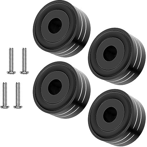 Tertullus 4 Sets Speaker Isolation Feet Aluminum Speaker Feet With Screws,Shockproof Stand Pad For Hifi Devices Amplifier Turntable Dac Recorder Cd (Black, 40mm×20mm)