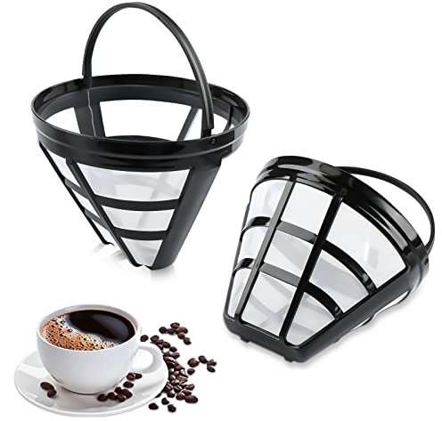 Byffoer Permanent Coffee Filter, Pack of 2, Reusable Plastic Permanent Coffee Filter with Handle, Washable Coffee Filter, Coffee Filter, Mesh Basket for Most Coffee Machines