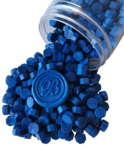 400 Stück Siegelwachsperlen für Wachssiegelstempel, PORXFLY Wachssiegelperlen, ideal für Hochzeitseinladungen, Weinpakete, Kartenumschläge, Geschenkverpackung(Saphirblau)