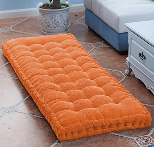 Cojín de Banco Grueso y Largo para Sofá, Jardín, Comedor - Rectangular para Interior y Exterior - Asiento de Suelo (120x30cm, Naranja)