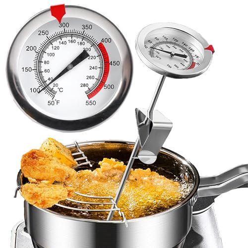 DXIA Termometro per Frittura, Termometro per Arrosto in Acciaio Inossidabile, Termometro Analogico per Carne Fino a 290°C,Termometro per Griglia, per Pesce, Pollame, Arrosti, Tacchini, Barbecue