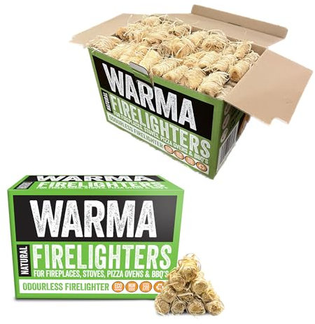 400 Natural Firelighters Eco Wood Wool Firestarters Sustainabe - Ready to Burn & Non Toxic - For Outdoor Garden Open Fires Pizza Ovens BBQ's Cooking Stove Grills Barbecue Burner Fire Pits