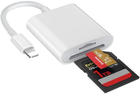 Lector de Tarjetas SD de Doble Ranura para i-Phone i-Pad, Adaptador de Lector de Tarjetas de Memoria 2 en 1, soporta Tarjetas SD y TF, Visor de cámara de Pista, Adaptador