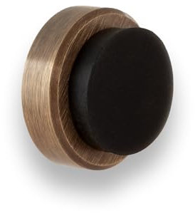 EVI Herrajes | Butée de porte adhésive | Installation murale/poignée | 24 x 14 mm | Taille discrète | Laiton finition cuir | Comprend vis + cheville de serrage | I-205/24-CU