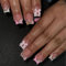 Calkkrer 24 Stück French Press On Nails, Kurze Quadratische Nägel Zum Aufkleben Mit Schleifen Und Strass, Künstliche Nägel, Bow Fake Nails, Künstliche Falsche Nägel