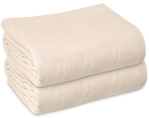 Hospital Bath Blanket 70x90, Cotton Blend, Unbleached 1.75lb – 2-Pack