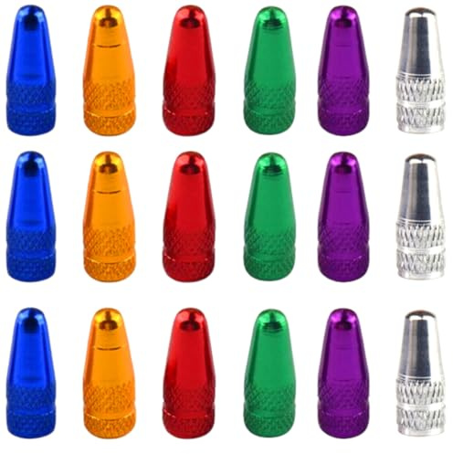 SULIUDAJI 18 Pièces Bouchon de Valve Presta Vélo Aluminium Anodisé Multicolore Casquettes de Pneu de Vélo Capuchons de Style Français Anti-Poussière