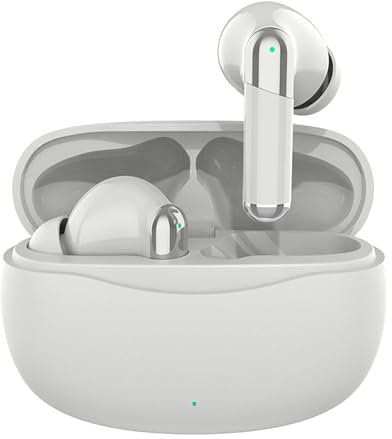Auriculares intrauditivos avanzados 5.3 con micrófono, cancelación de ruido envolvente ANC para llamadas claras y música, ideal para trabajar y jugar, modelo Vnl725 (blanco, talla única)