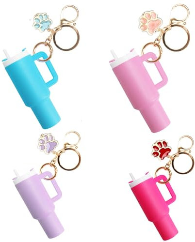EROLPXE Mini Tumbler Keychain (4 Pack) for Stanley Cup, Cute Mini Cup Keychain Chapstick Holder for Women Men Girls Purse Handbag Backpack