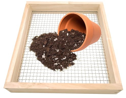 Luieonm Setaccio per terreno da giardino, setaccio per terreno per giardino, rete resistente per lo sporco, filtro per roccia di grande capacità per la preparazione del compost
