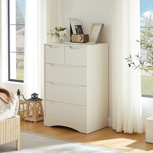 5 Drawer Chest of Drawers – Modern Bedroom Storage Unit with Integrated Handles & Smooth Runners – Stylish Tallboy Organiser for Clothes, Bedding & Accessories – Compact Flat-Pack for Self-Assembly