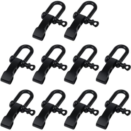arlote 10 Pièces Boucle de Manille de Bracelet Paracorde, Fermoir de Manille D'Ancre d'arc Clip de Manille Réglable pour Bracelet de Survie Noir
