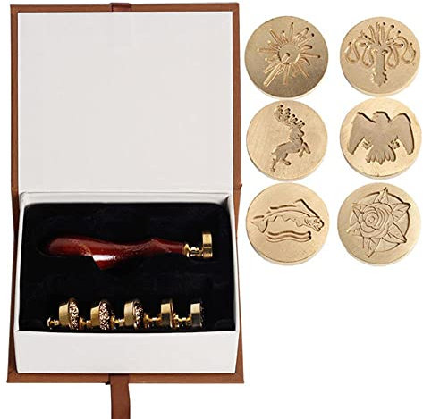 6 uds, Sello de pintura, sellos de sobre de bricolaje, corona de rosas, adorno de árbol, invitaciones de boda clásicas, sello de cera para álbum de recortes-D