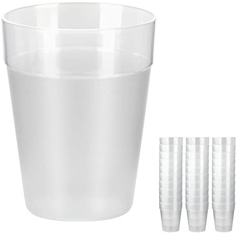 Grizzly Mehrweg Trinkbecher Set I 30er Set transparente Trinkbecher 0,25 L I Kunststoff I Stapelbar I Spülmaschinenfeste Kunststoffbecher