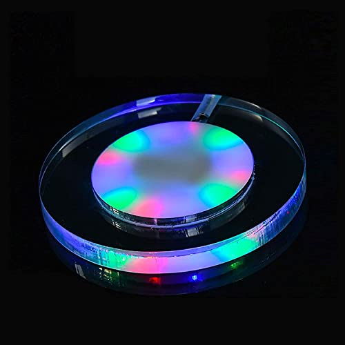 KINGCOO Posavasos LED para bebidas, botella de acrílico recargable, posavasos de cristal luminoso, soporte para bebidas, para cóctel, fiesta, boda, compromiso, Navidad (redondo/colorido)