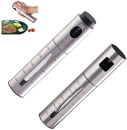 GAILY YOUTH Pulverizador de Acero Inoxidable, 2 Piezas, Rociador de Aceite para Cocinar, Dispensador Con Escala, Botella de Spray para Freidora de Aire
