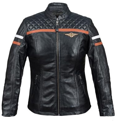 KEROZEN Ashley Veste en cuir pour femme (as4, alpha, xx_l, regular, regular, Noire)