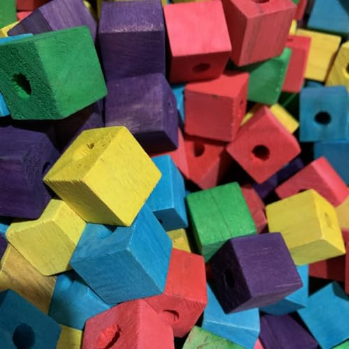 DmoyS Bird Toys, Wood Wooden Colored 100pcs Parrot Toys, Multicolored Natural Wooden Blocks,African Grey Parrots, Macaws, Cockatoos, Parrot chew Toys