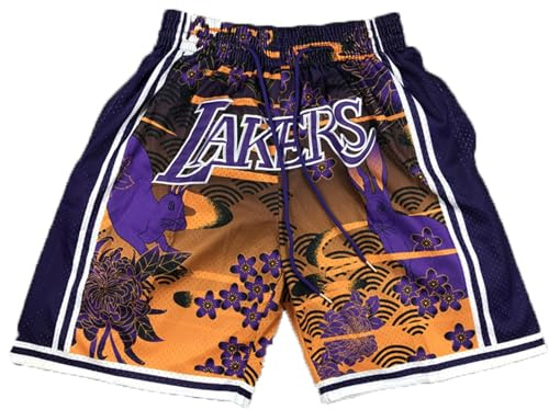 MCQOmcil Short de Basket-Ball NBA Lakers for Hommes, Pantalon de Sport Respirant à Haute élasticité (Color : A, Size : XXL)