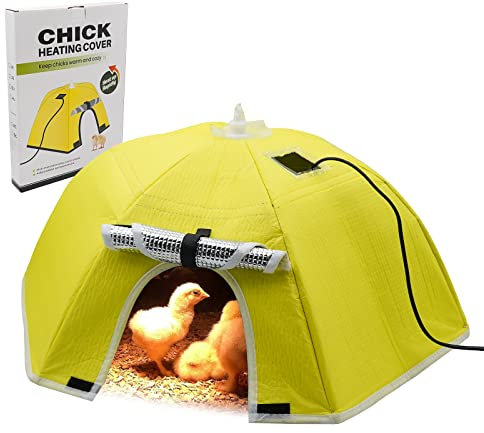 MUYIRTED Plaque Chauffante pour Poussins avec Régulateur, Chauffe-Poussins Réglable De 0°C - 80°C, 21,65 X 21,65 X 8,66in Parapluie Chauffante De Poussin, Fenêtre Transparente