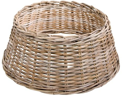 mgc24 Anello per albero di Natale in rattan, gonna per albero di Natale fatta a mano, in treccia naturale, custodia per supporto per albero di Natale, Ø 60 x 26 cm, grigio-marrone