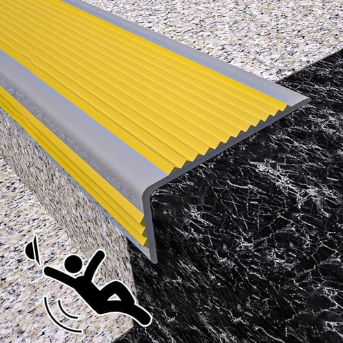 Perfil De Borde De Escalera Tira Antideslizante Tira Tiras Antideslizantes Para Peldaños Perfil De Borde De Escalera Preperforado Esquina Para Cantos Para Cantos Escaleras Tiras ( Color : Bright yello