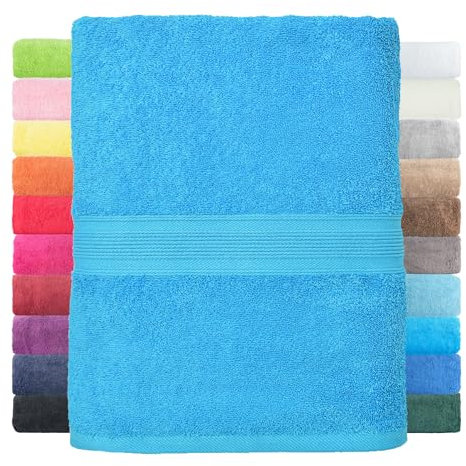 leevitex® Duschtuch 2er Set aus 100% Baumwolle, weich und saugstark | 500 g/m² | 70 x 140 cm | Türkis