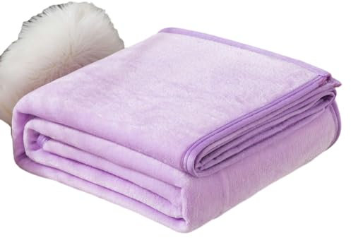 Manta de forro polar, manta cálida para otoño e invierno, color lila-200 x 230 cm