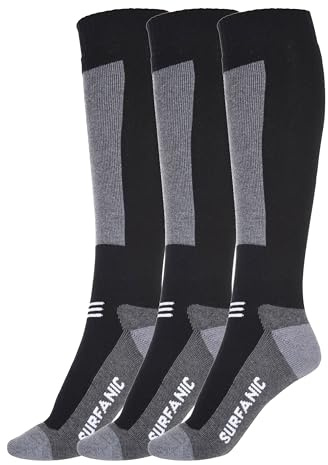 Surfanic Endurance Merino 3 Pack Ski Sock (UK, Numeric, 8, 12, Regular, Regular, Black)