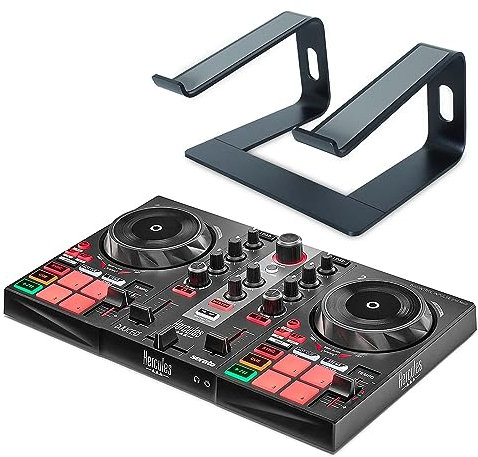 Hercules DJControl Inpulse 200 MK2 Controlador de DJ de 2 cubiertas + keepdrum Soporte para portátil Negro