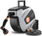 SUNPOW Garden Hose Reel Wall Mounted - 15m+1.5m Retractable Hose Pipe, Easy to Install & 10 Function Sprayer Nozzle - Any Length Lock, Auto Rewind System, 180°Swivel Bracket - Grey